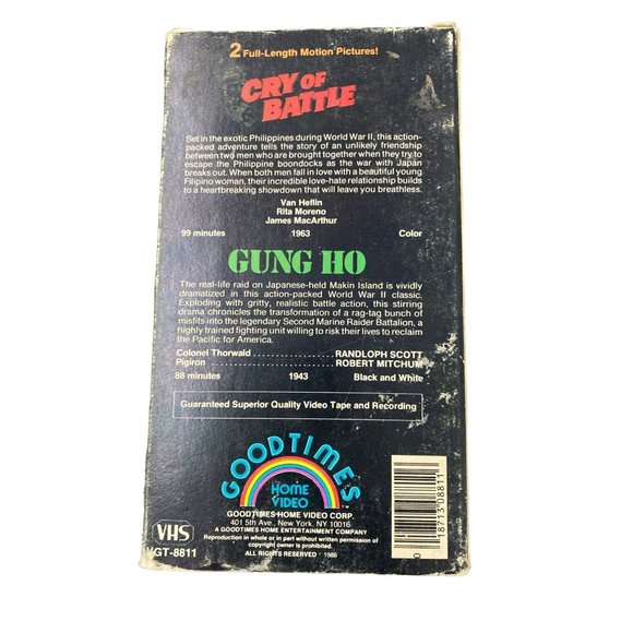 Vintage Gung ho cry of battle double feature vhs movie collectible - Picture 2 of 4